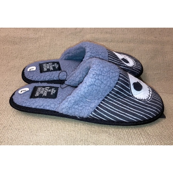 Men’s Jack The Nightmare Before Christmas Slippers Faux Sherpa Lined Shoes L New - Picture 7 of 10
